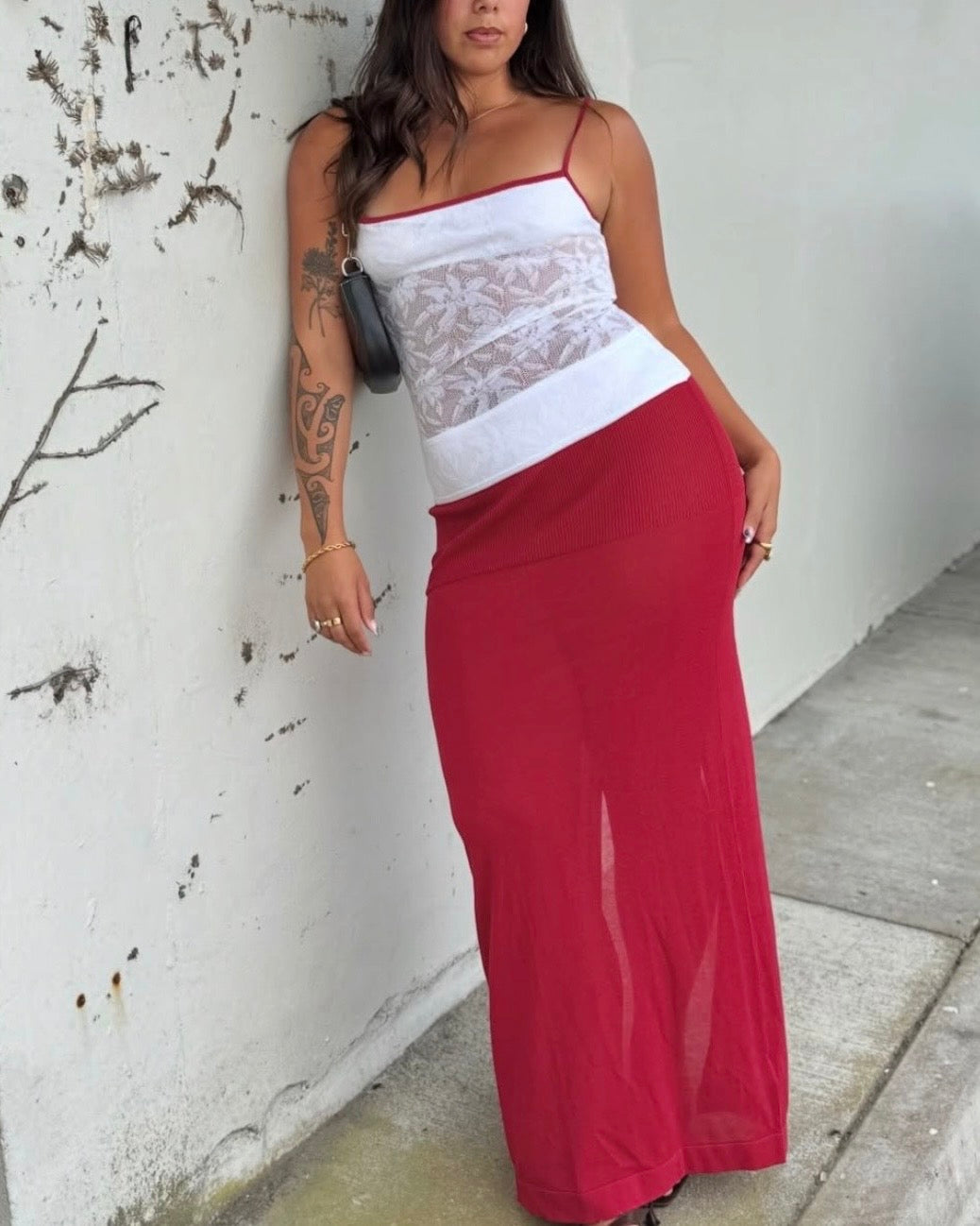 Alfie Knit Maxi Dress - Red