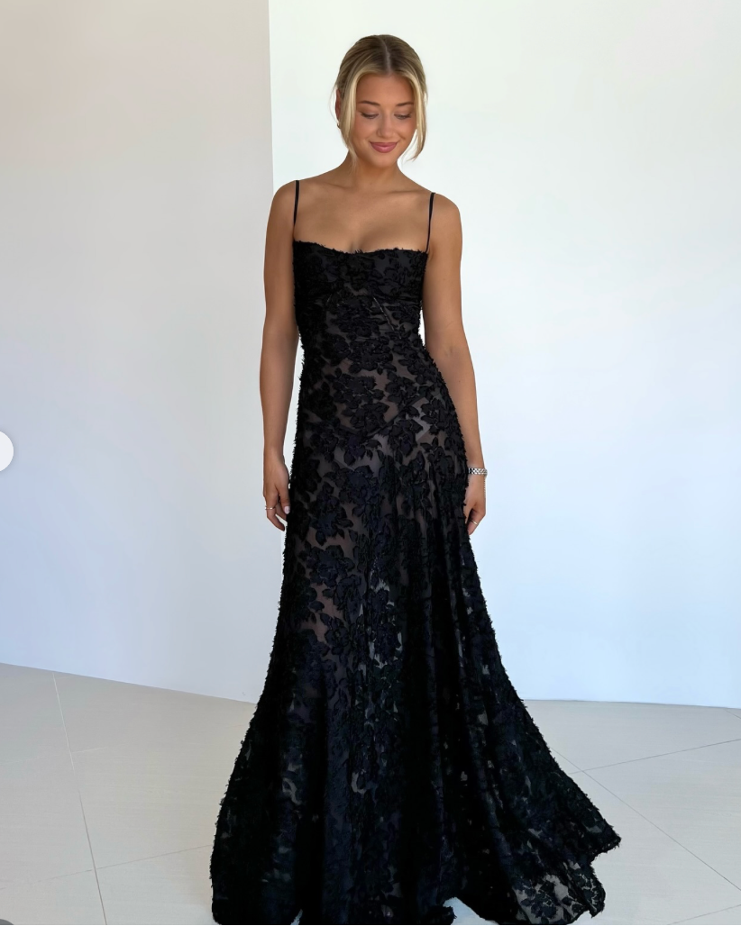 Seren Black Lace Maxi Dress