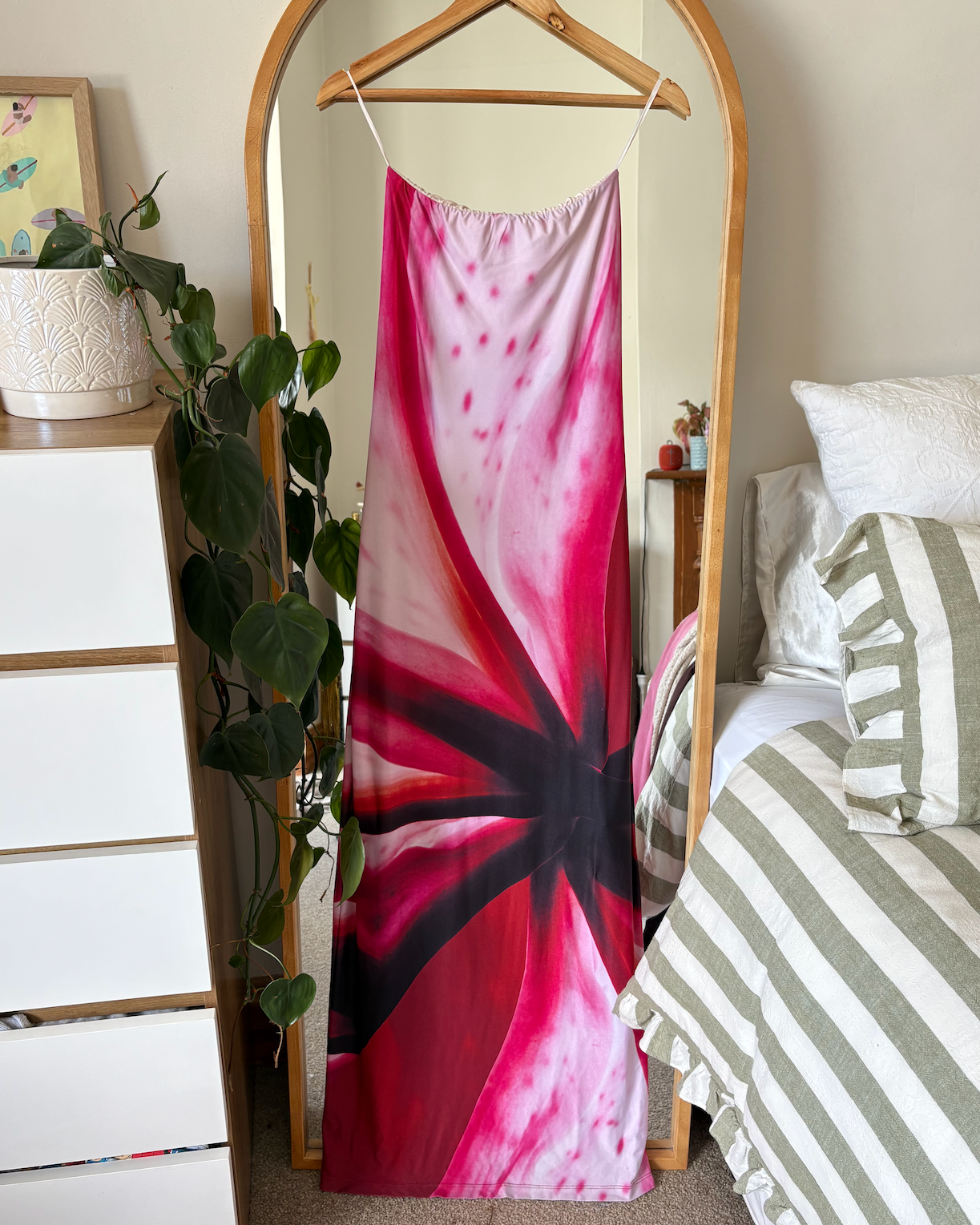 For Sale: Strapless Slip Dress - Fuchsia Mosaic
