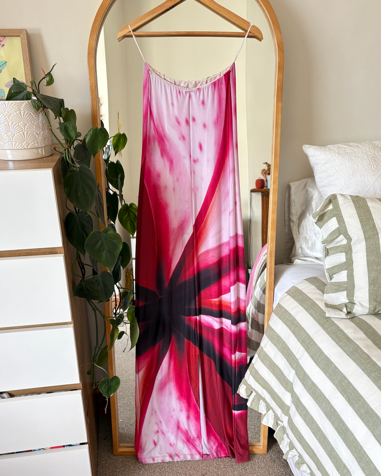 For Sale: Strapless Slip Dress - Fuchsia Mosaic